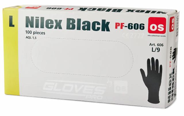Nilex Black nitril, PF, sort handske - 8