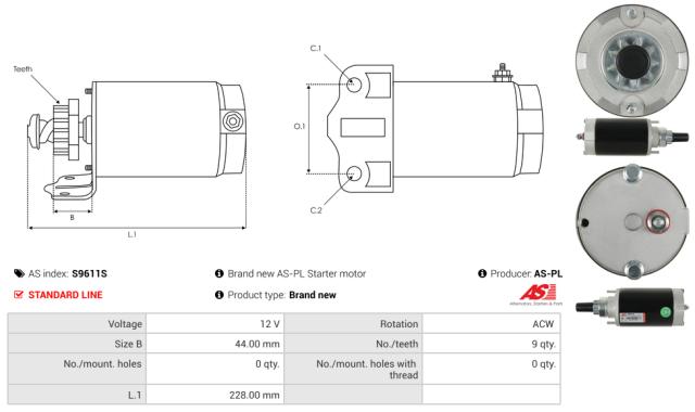 Startmotor12V (9 tænder)