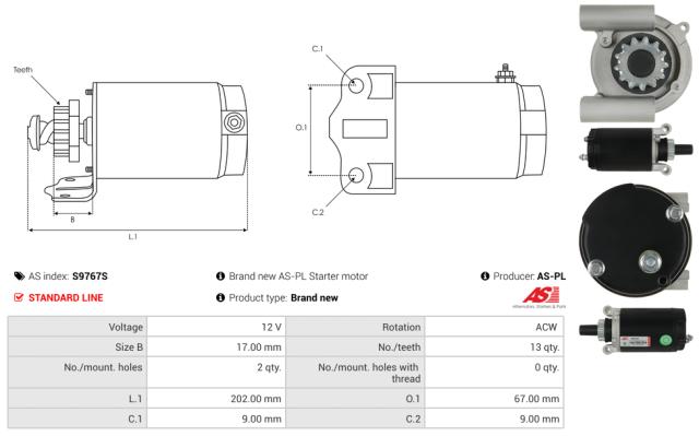 Startmotor12V (13 tænder)
