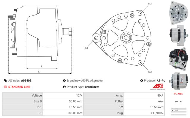 Generator 12V 80A (u/remskive)