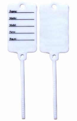 Nøgletags - Hvid - 200 stk. inkl. 2 tusser